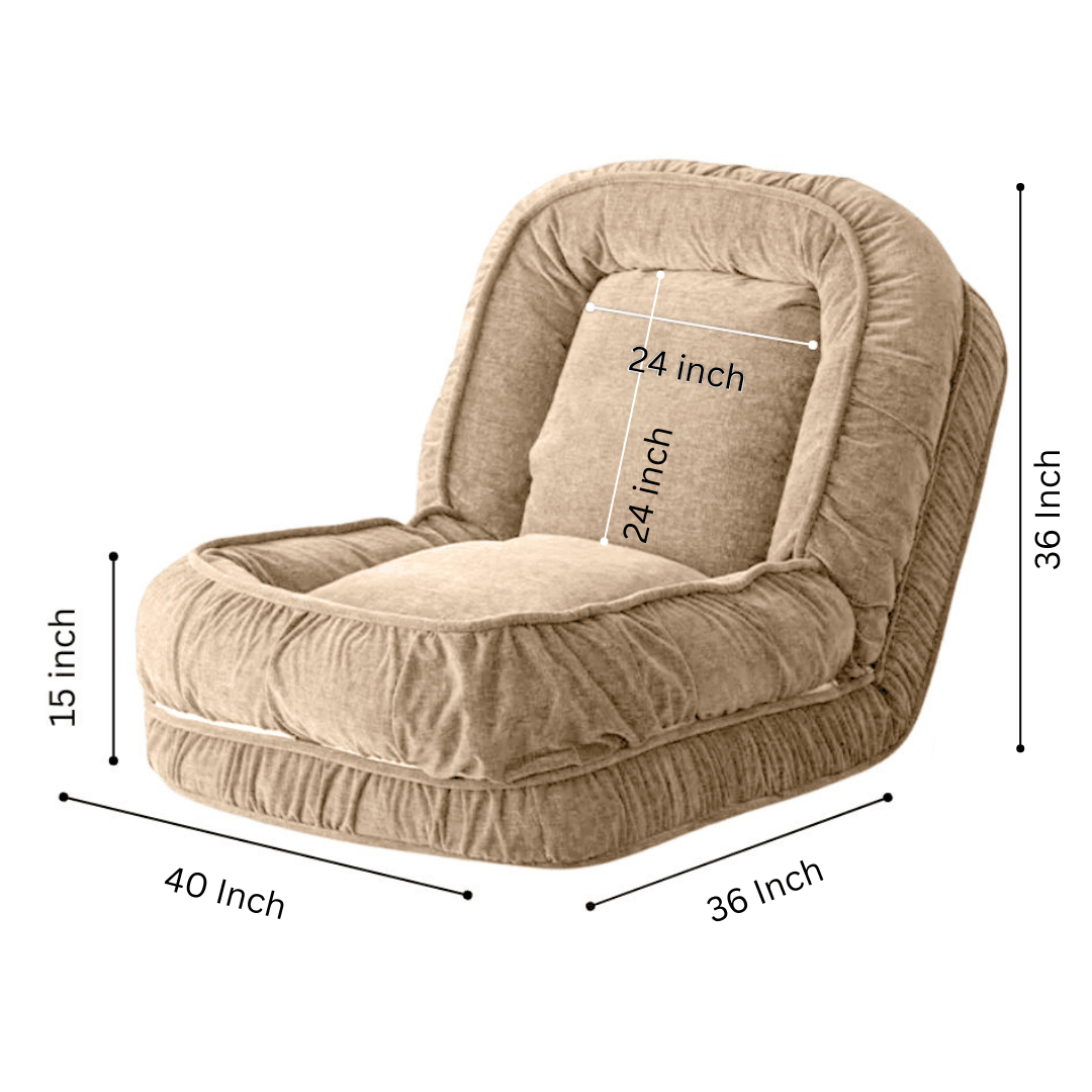 Woolly - Large Luxurious Floor Sofa Bed (Beige) - CosyLabs