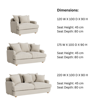 Chunky Sofa - 3 Seater - Grey