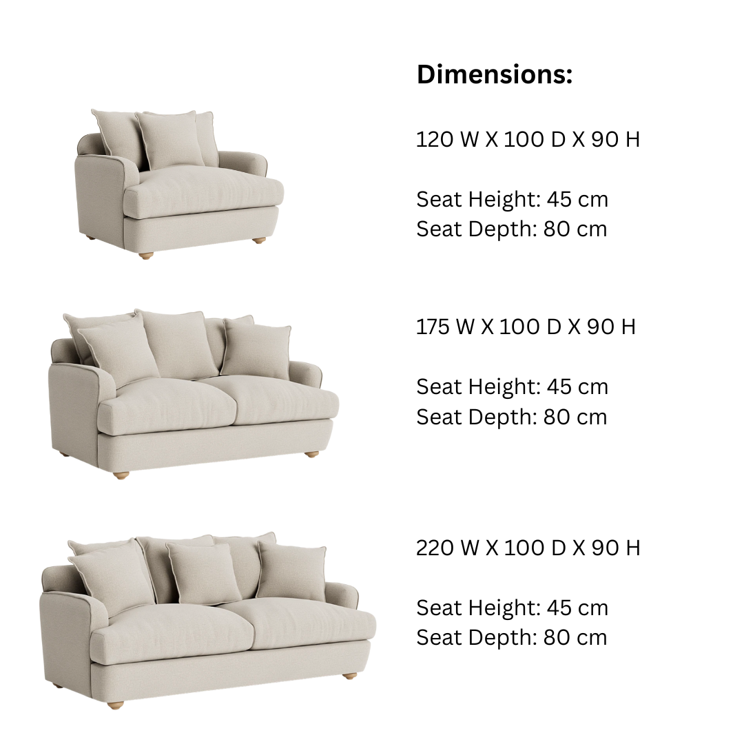 Chunky Sofa - 3 Seater - Beige