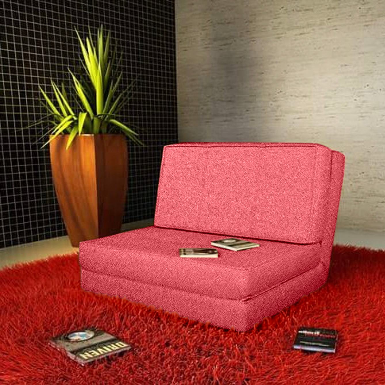 Flooton Floor Sofa Cum Bed - Red
