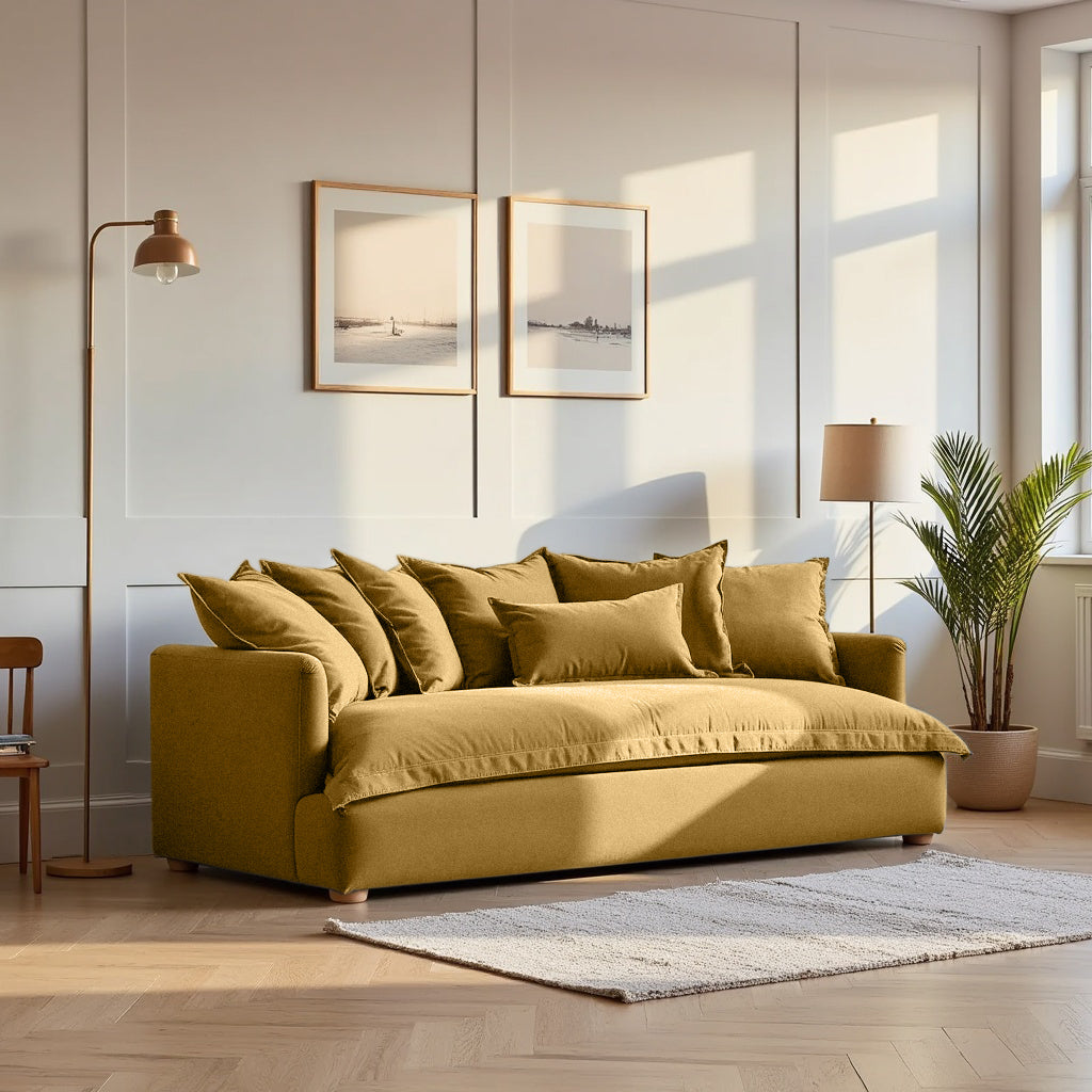Jamun Sofa - 3 Seater - Mustard