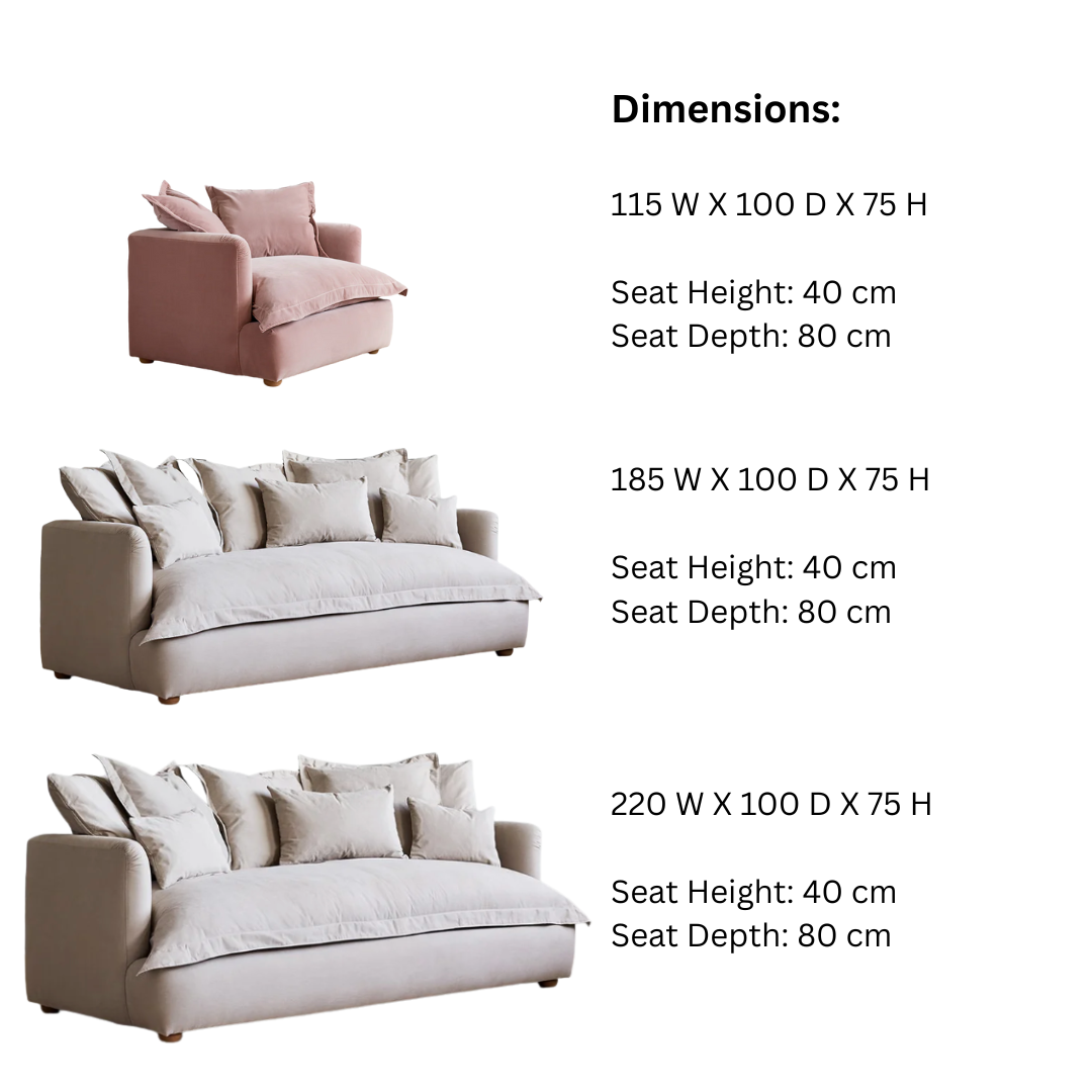 Jamun Sofa - 3 Seater - Peach