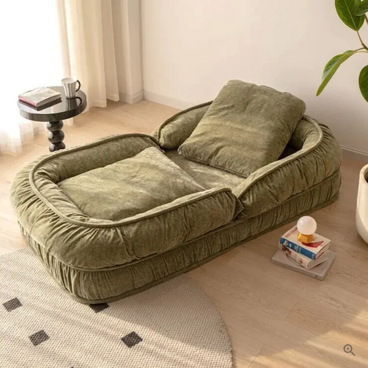Woolly - Large Luxurious Floor Sofa Bed (Olive Green)