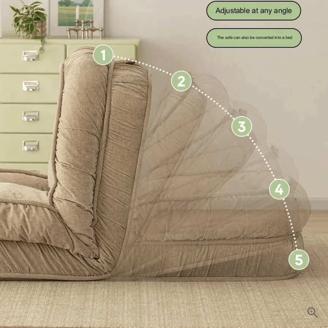 Woolly - Large Luxurious Floor Sofa Bed (Beige) - CosyLabs