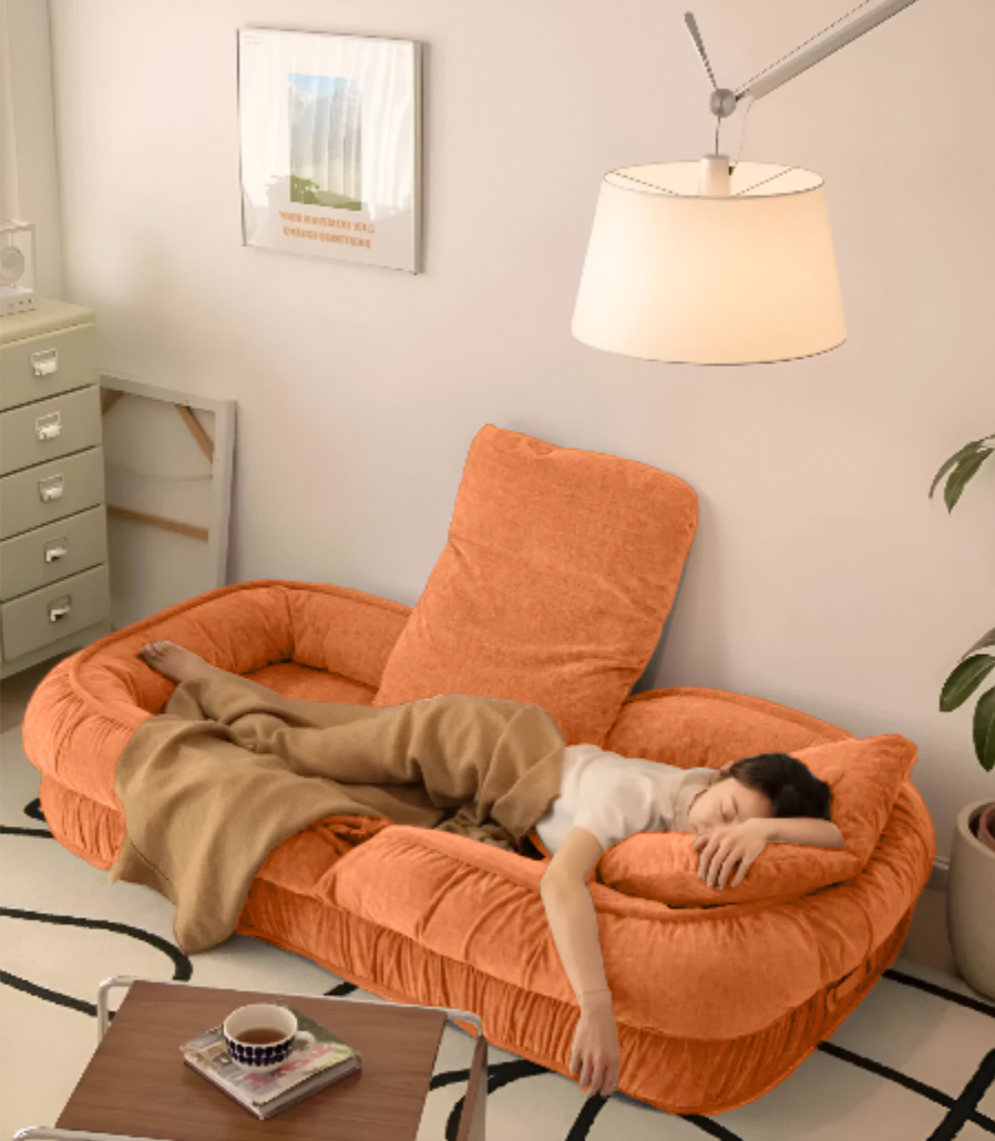 Woolly - Human Dog Bed/Floor Sofa Bed - Orange