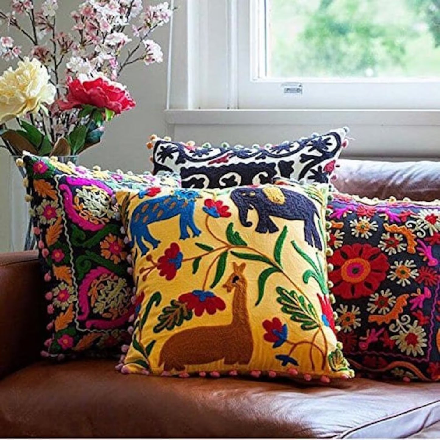Embroidered Cushion Covers - Set of 2